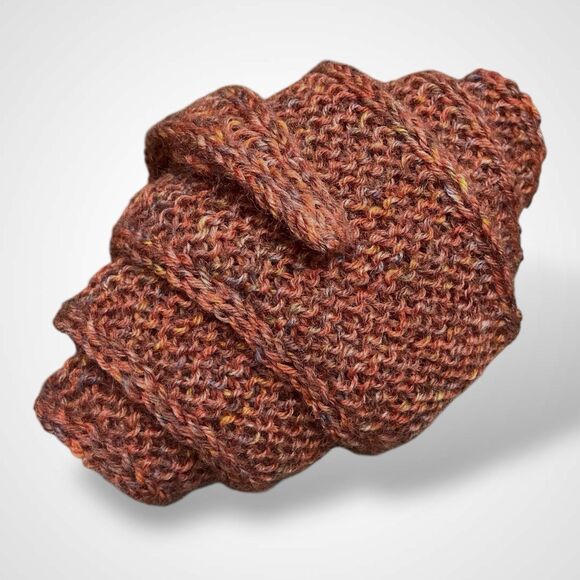 Sophie Scarf Brown Burnt Orange Wool Neck Warmer Hand Knit Women Neckerchief - Picture 7 of 10